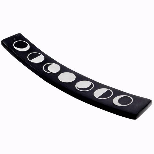 INCENSE HOLDER - Soapstone with Moons silver inlay image 0
